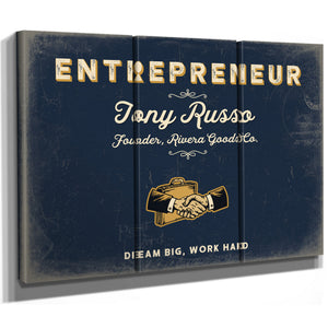 Personalized Entrepreneur Sign, Dream Big, Work Hard, Navy & Brass, image 14