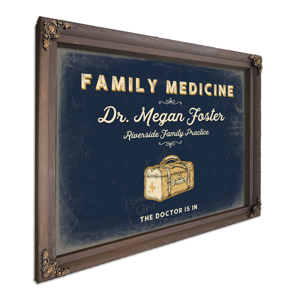 Personalized Family Medicine Sign, The Doctor Is In, Navy & Brass, image 7