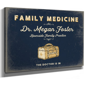 Personalized Family Medicine Sign, The Doctor Is In, Navy & Brass, image 8