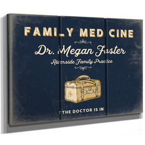 Personalized Family Medicine Sign, The Doctor Is In, Navy & Brass, image 14