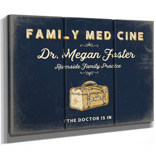 Personalized Family Medicine Sign, The Doctor Is In, Navy & Brass, image 14