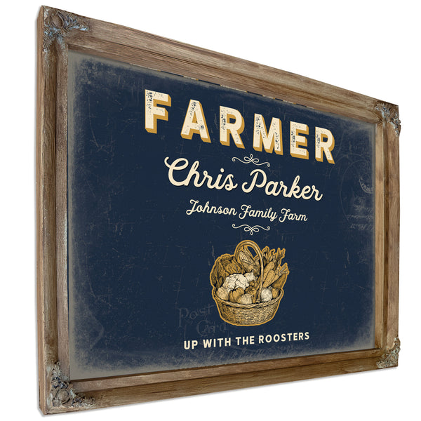 Personalized Farmer Sign, Up With the Roosters, Navy & Brass, image 6