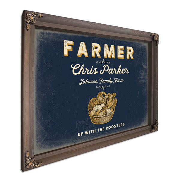 Personalized Farmer Sign, Up With the Roosters, Navy & Brass, image 7