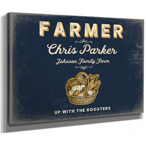 Personalized Farmer Sign, Up With the Roosters, Navy & Brass, image 8