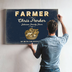 Personalized Farmer Sign, Up With the Roosters, Navy & Brass, image 9