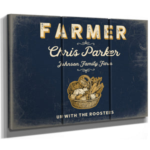 Personalized Farmer Sign, Up With the Roosters, Navy & Brass, image 14
