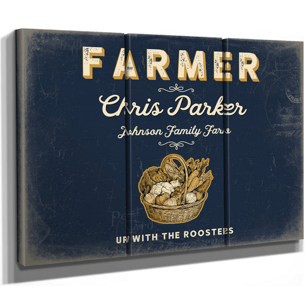 Personalized Farmer Sign, Up With the Roosters, Navy & Brass, image 14