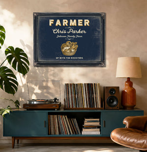 Personalized Farmer Sign, Up With the Roosters, Navy & Brass, image 20