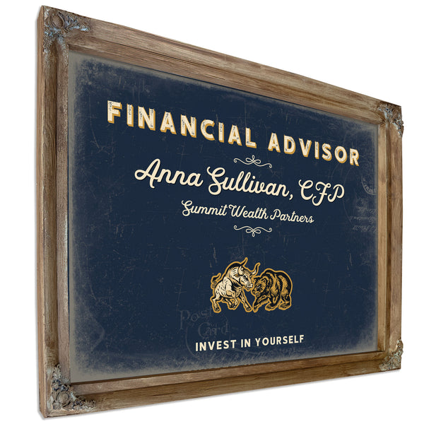 Personalized Financial Advisor Sign, Invest in Yourself, Navy & Brass, image 6