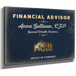 Personalized Financial Advisor Sign, Invest in Yourself, Navy & Brass, image 8