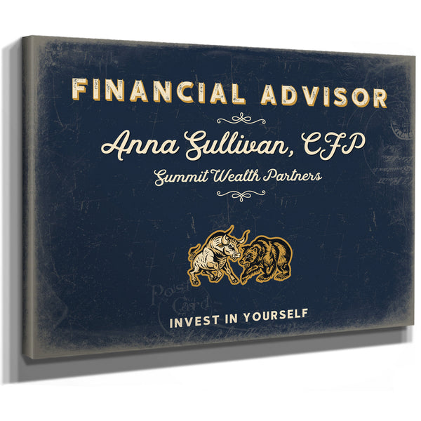 Personalized Financial Advisor Sign, Invest in Yourself, Navy & Brass, image 8