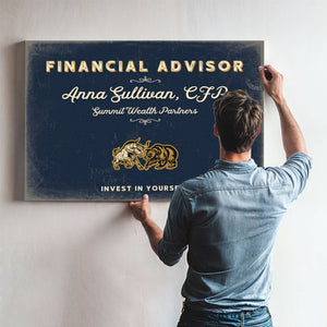 Personalized Financial Advisor Sign, Invest in Yourself, Navy & Brass, image 9