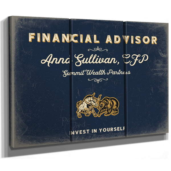 Personalized Financial Advisor Sign, Invest in Yourself, Navy & Brass, image 14