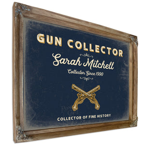 Personalized Gun Collector Sign, Collector of Fine History, Navy & Brass, image 6