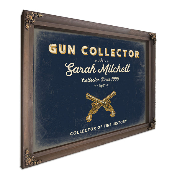 Personalized Gun Collector Sign, Collector of Fine History, Navy & Brass, image 7
