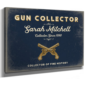 Personalized Gun Collector Sign, Collector of Fine History, Navy & Brass, image 8