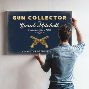 Personalized Gun Collector Sign, Collector of Fine History, Navy & Brass, image 9