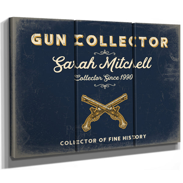 Personalized Gun Collector Sign, Collector of Fine History, Navy & Brass, image 14