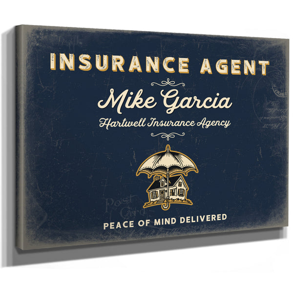 Personalized Insurance Agent Sign, Peace of Mind Delivered, Navy & Brass, image 8
