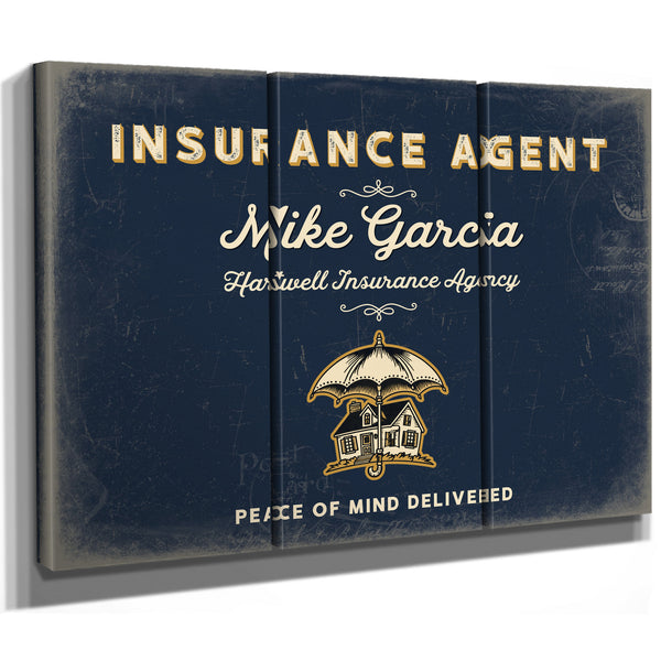 Personalized Insurance Agent Sign, Peace of Mind Delivered, Navy & Brass, image 14
