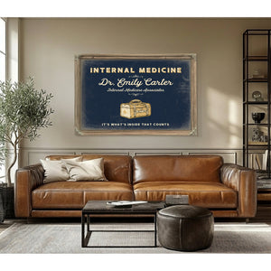 Personalized Internal Medicine Sign, It's What's Inside That Counts, Navy & Brass, image 3
