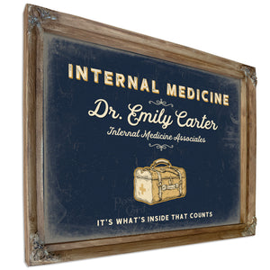 Personalized Internal Medicine Sign, It's What's Inside That Counts, Navy & Brass, image 6