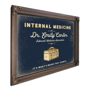 Personalized Internal Medicine Sign, It's What's Inside That Counts, Navy & Brass, image 7