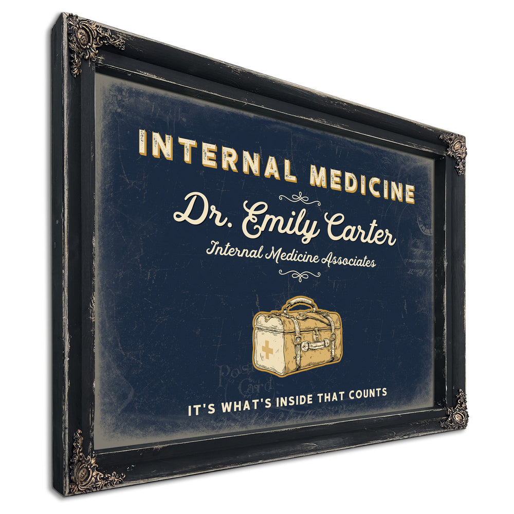 Personalized Internal Medicine Sign, It's What's Inside That Counts, Navy & Brass, image 1