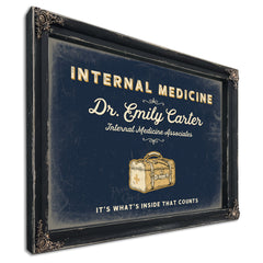 Personalized Internal Medicine Sign, It's What's Inside That Counts, Navy & Brass, image 1