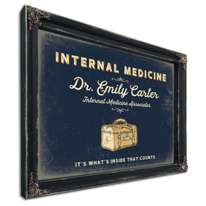 Personalized Internal Medicine Sign, It's What's Inside That Counts, Navy & Brass, image 1