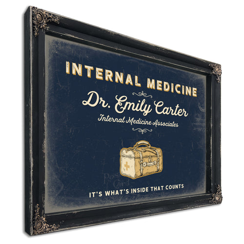 Personalized Internal Medicine Sign, It's What's Inside That Counts, Navy & Brass, image 1