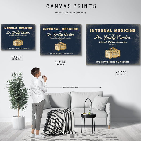 Personalized Internal Medicine Sign, It's What's Inside That Counts, Navy & Brass, image 10