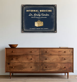 Personalized Internal Medicine Sign, It's What's Inside That Counts, Navy & Brass, image 19