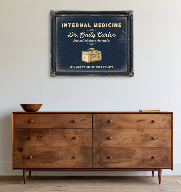Personalized Internal Medicine Sign, It's What's Inside That Counts, Navy & Brass, image 19