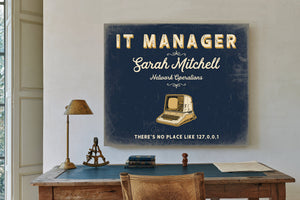 Personalized IT Manager Sign, There's No Place Like 127.0.0.1, Navy & Brass, image 2