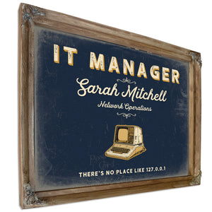Personalized IT Manager Sign, There's No Place Like 127.0.0.1, Navy & Brass, image 6
