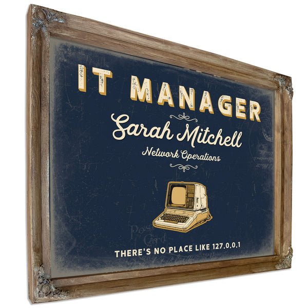 Personalized IT Manager Sign, There's No Place Like 127.0.0.1, Navy & Brass, image 6