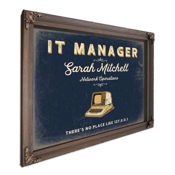 Personalized IT Manager Sign, There's No Place Like 127.0.0.1, Navy & Brass, image 7