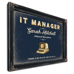Personalized IT Manager Sign, There's No Place Like 127.0.0.1, Navy & Brass, image 1