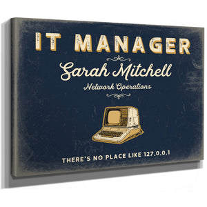 Personalized IT Manager Sign, There's No Place Like 127.0.0.1, Navy & Brass, image 8