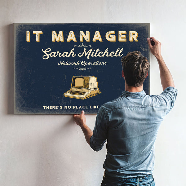 Personalized IT Manager Sign, There's No Place Like 127.0.0.1, Navy & Brass, image 9