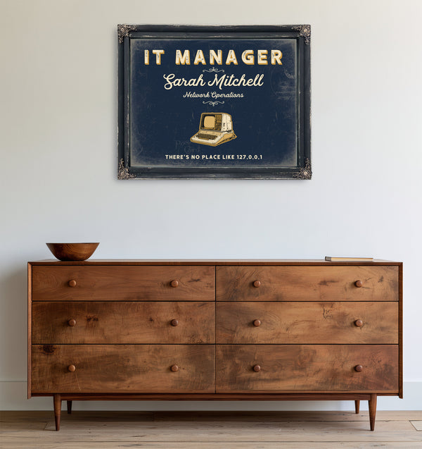 Personalized IT Manager Sign, There's No Place Like 127.0.0.1, Navy & Brass, image 19