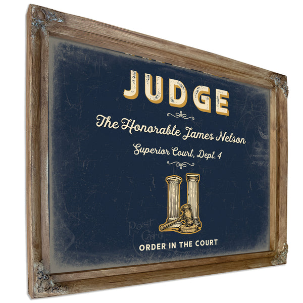 Personalized Judge Sign, Order in the Court, Navy & Brass, image 6