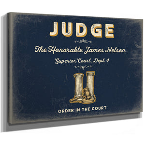 Personalized Judge Sign, Order in the Court, Navy & Brass, image 8
