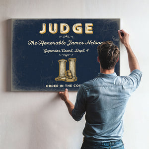 Personalized Judge Sign, Order in the Court, Navy & Brass, image 9