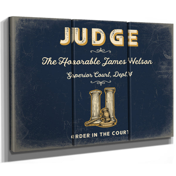 Personalized Judge Sign, Order in the Court, Navy & Brass, image 14