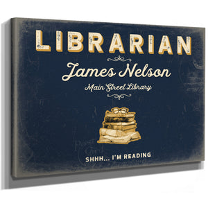 Personalized Librarian Sign, Shhh... I'm Reading, Navy & Brass, image 8