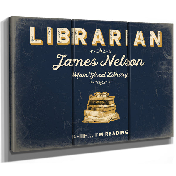 Personalized Librarian Sign, Shhh... I'm Reading, Navy & Brass, image 14