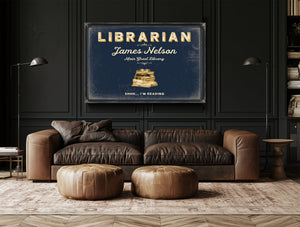 Personalized Librarian Sign, Shhh... I'm Reading, Navy & Brass, image 17