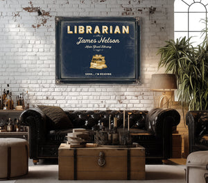 Personalized Librarian Sign, Shhh... I'm Reading, Navy & Brass, image 18